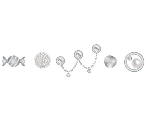 Jibbitz Silver and Pearl 5 Pack